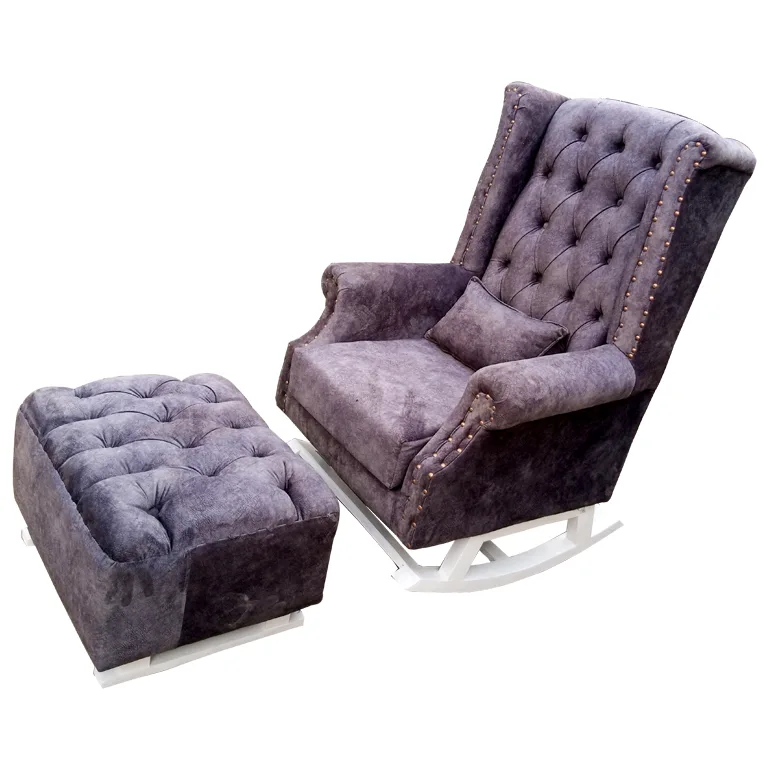 Grey rocking cheap chair with ottoman